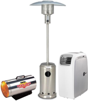 Space heater, patio heater and potable air conditioning unit
